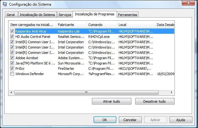 computador lento - remover programas inicialização