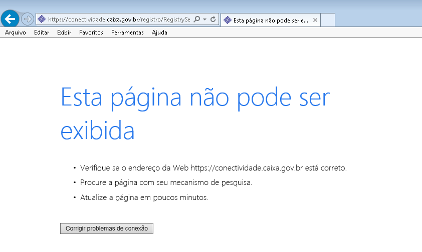 pagina não pode ser exibida conectividade social icp